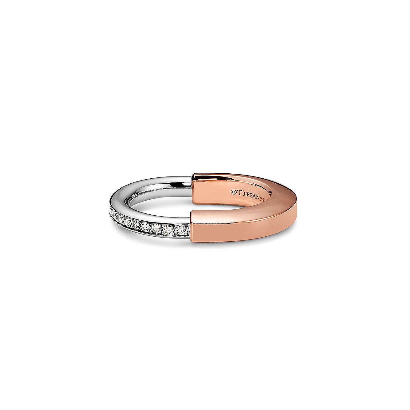 18K Celestial T Lock Diamond Rose Gold Ring