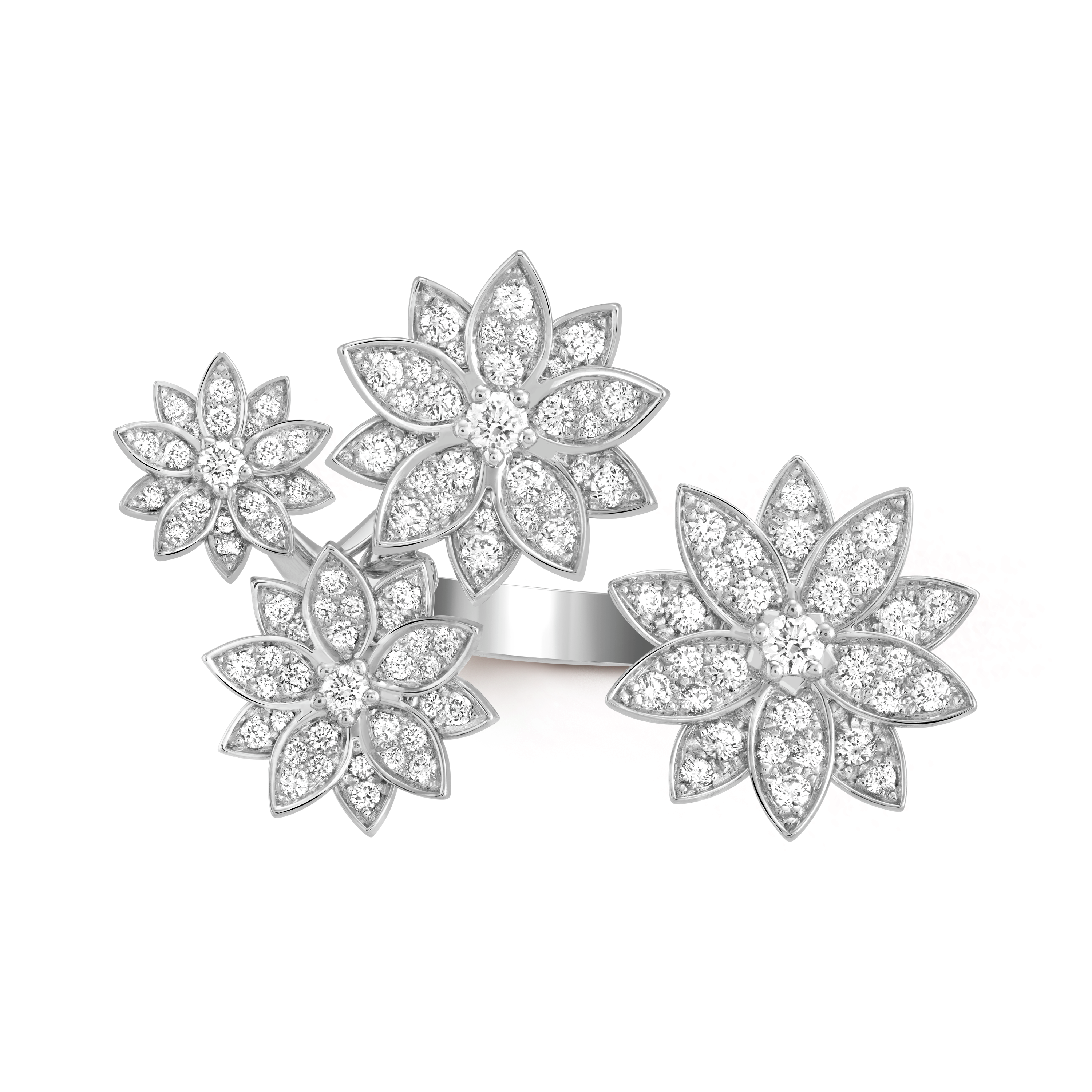 18K Celestial Lotus Between the Finger 4 Flowers Ring