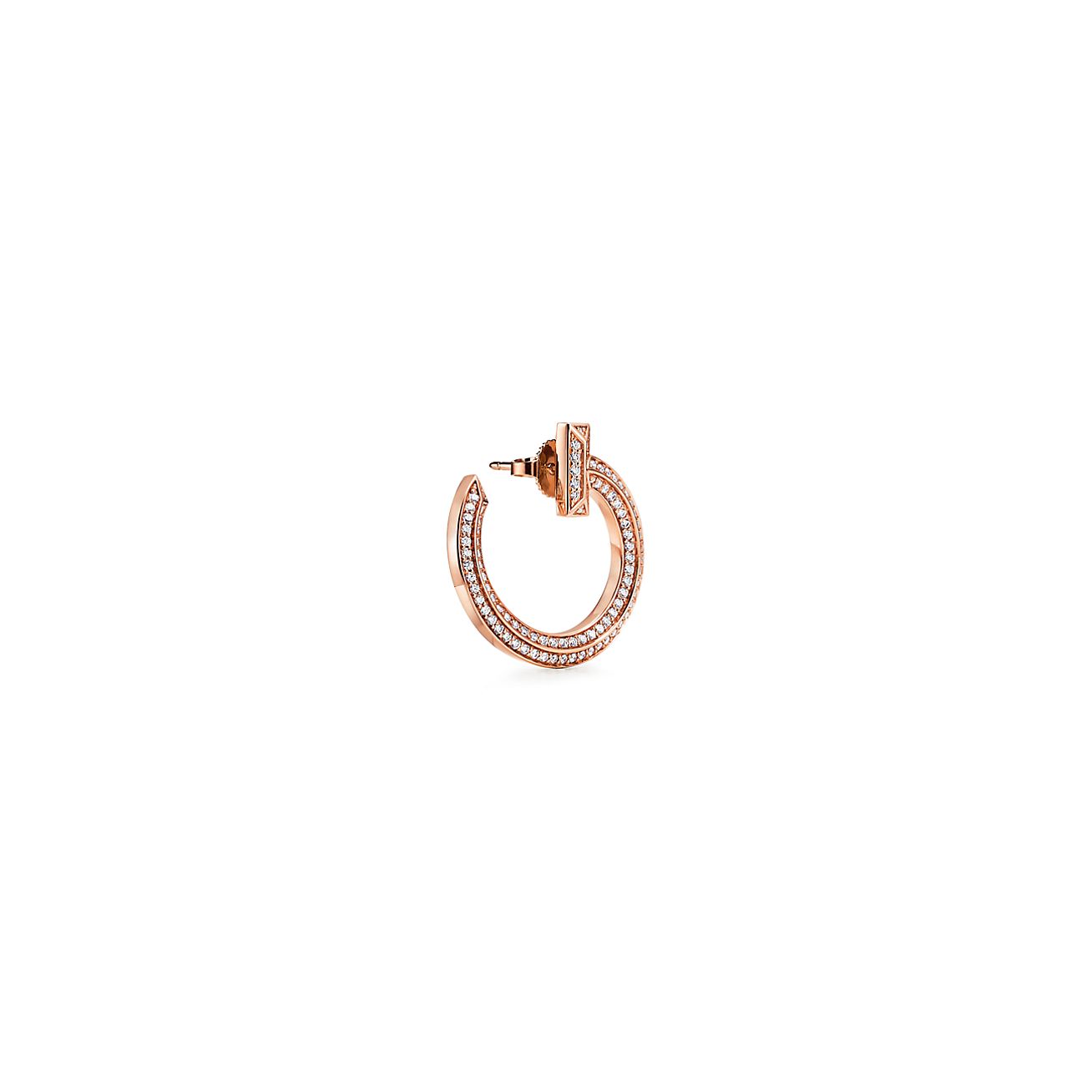 18K Celestial T T1 Open Hoop Rose Gold Earrings