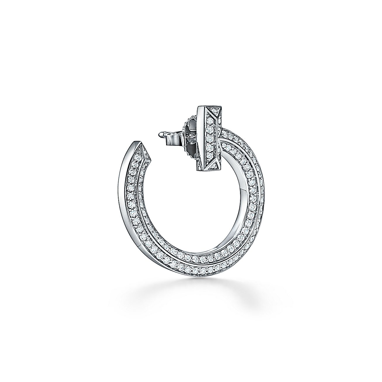 18K Celestial T T1 Open Hoop White Gold Earrings