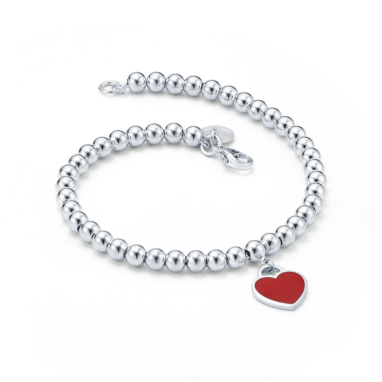 18K Celestial Return to T Red Heart Tag Bead Bracelet