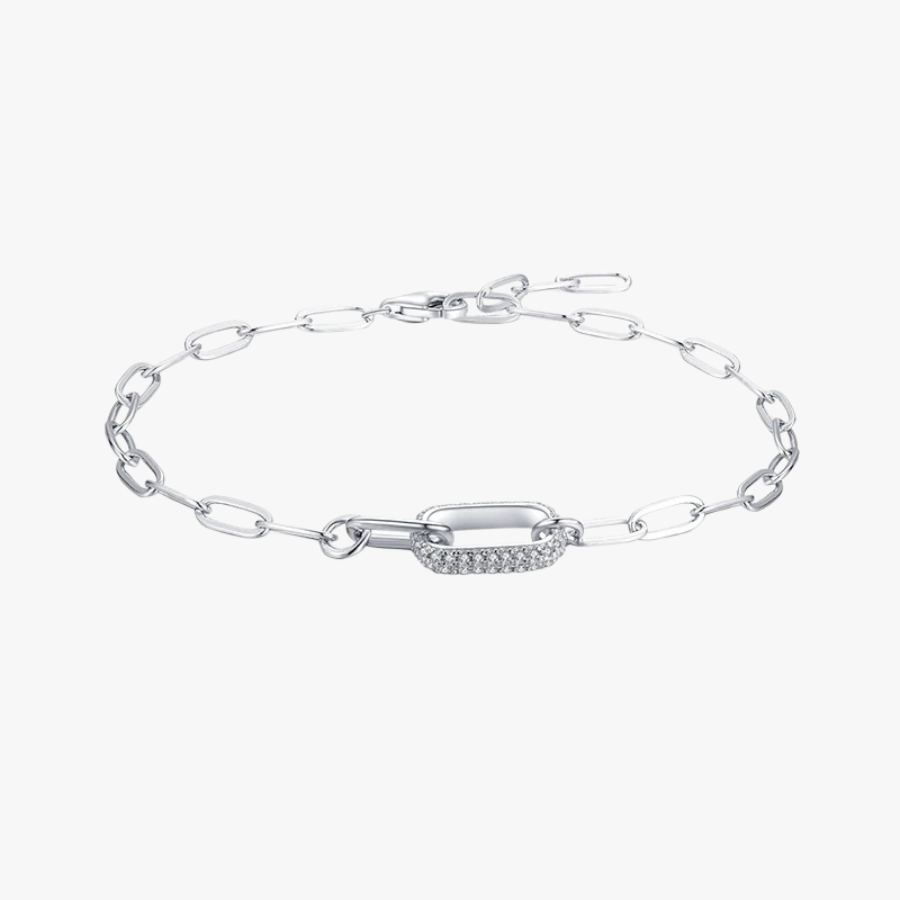 Elegant Geometric Lock Bracelet – 925 Sterling Silver