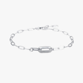 Elegant Geometric Lock Bracelet – 925 Sterling Silver