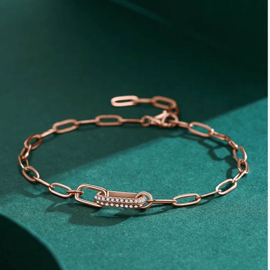 Elegant Geometric Lock Bracelet – 925 Sterling Silver