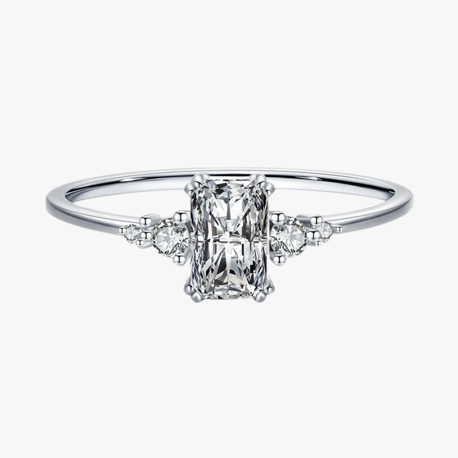 Elegant Rectangle CZ Finger Ring – 925 Sterling Silver