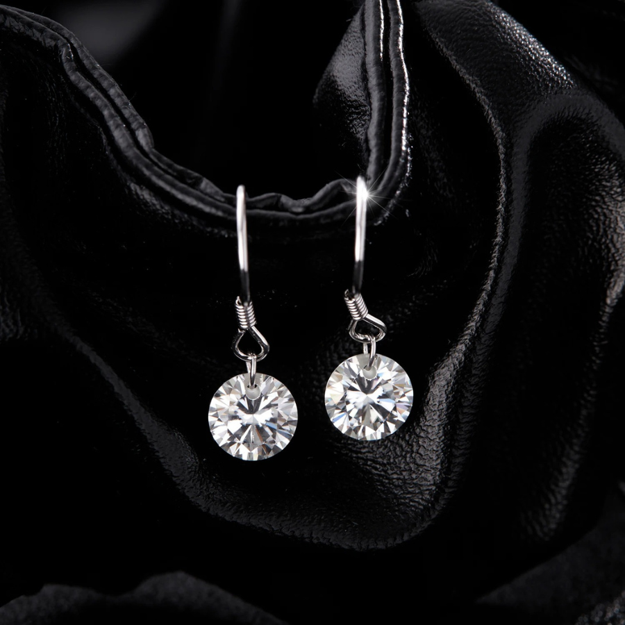 1CT D Color Moissanite Hook Earrings – 925 Sterling Silver