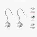 1CT D Color Moissanite Hook Earrings – 925 Sterling Silver