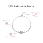 Luxury Moissanite Halo Bracelet – 0.8CT D Color 925 Sterling Silver