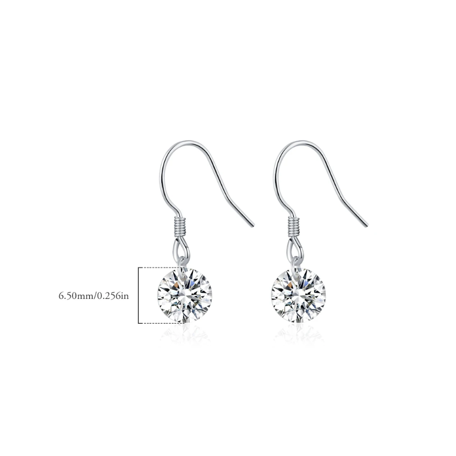 1CT D Color Moissanite Hook Earrings – 925 Sterling Silver
