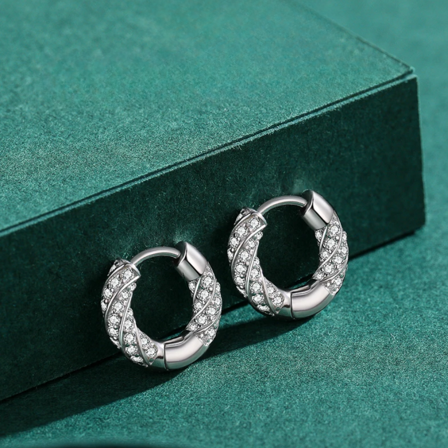Classic Circle CZ Hoop Earrings – 925 Sterling Silver