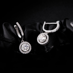 D Color Moissanite Halo Drop Earrings – 925 Sterling Silver
