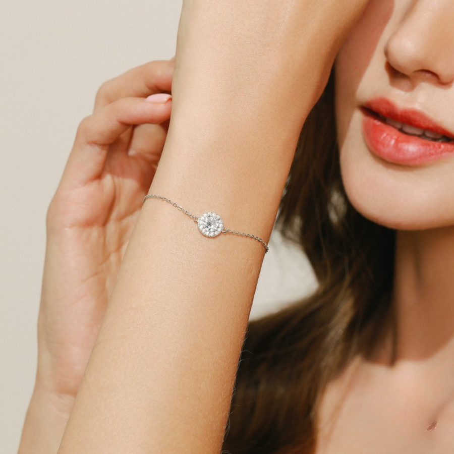 Elegant Clear CZ Charm Bracelet – 925 Sterling Silver Fine Jewelry