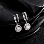 D Color Moissanite Halo Drop Earrings – 925 Sterling Silver