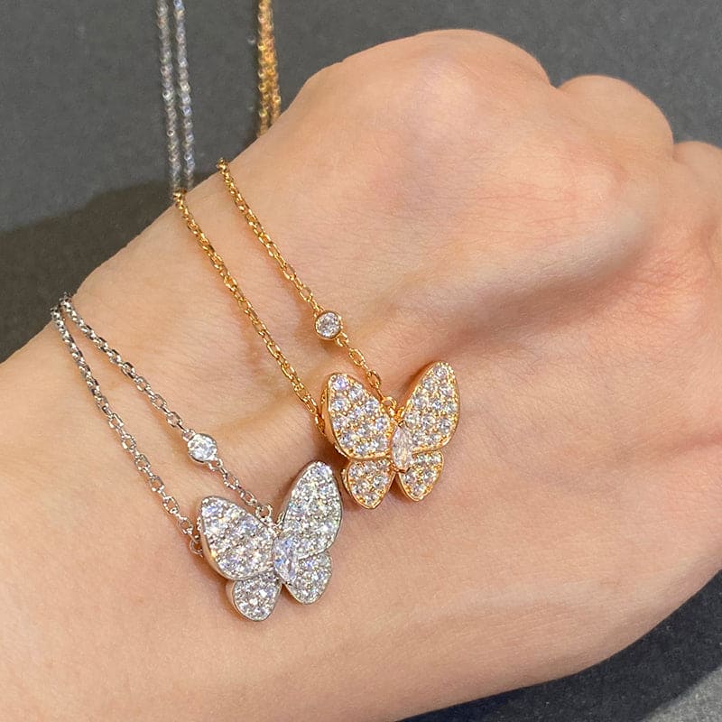 18K Celestial Two Butterfly Necklace