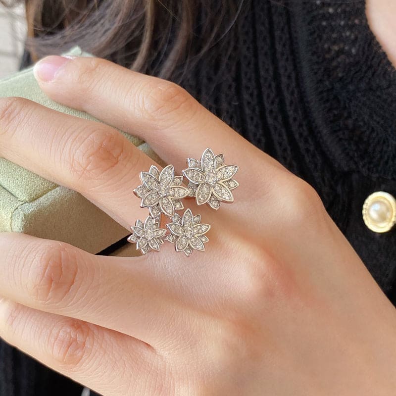 18K Celestial Lotus Four Flowers Ring