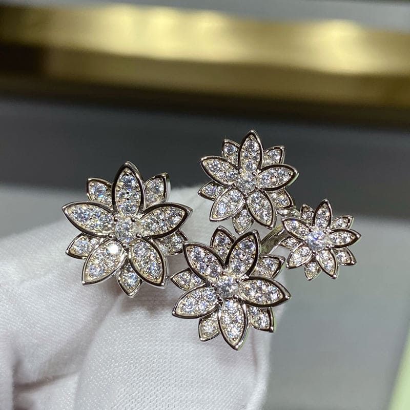 18K Celestial Lotus Four Flowers Ring