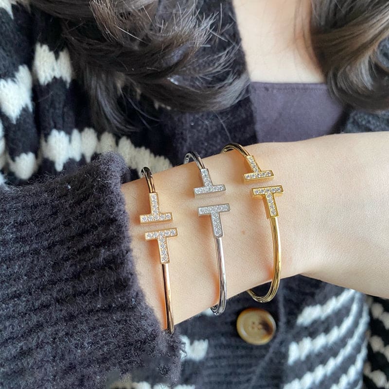 18K Celestial T Diamond Wire Bracelet