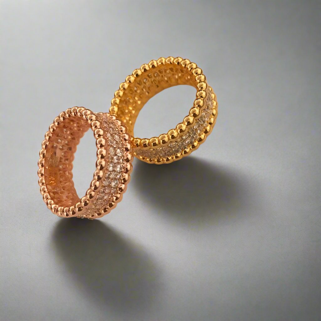 18K Celestial Perl̩e Diamonds 3 Row Ring