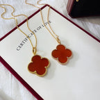 18K Celestial Magic Alhambra One Motifs Carnelian Clover Necklace