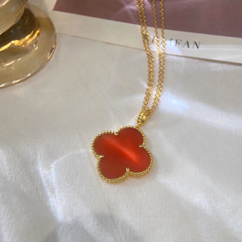 18K Celestial Magic Alhambra One Motifs Carnelian Clover Necklace