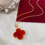 18K Celestial Magic Alhambra One Motifs Carnelian Clover Necklace
