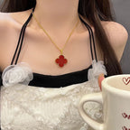 18K Celestial Magic Alhambra One Motifs Carnelian Clover Necklace