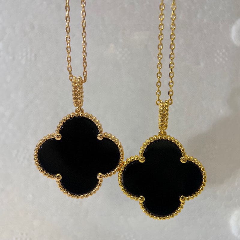 18K Celestial Magic Alhambra One Motifs Black Clover Necklace
