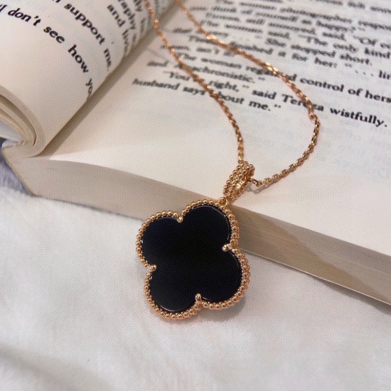 18K Celestial Magic Alhambra One Motifs Black Clover Necklace