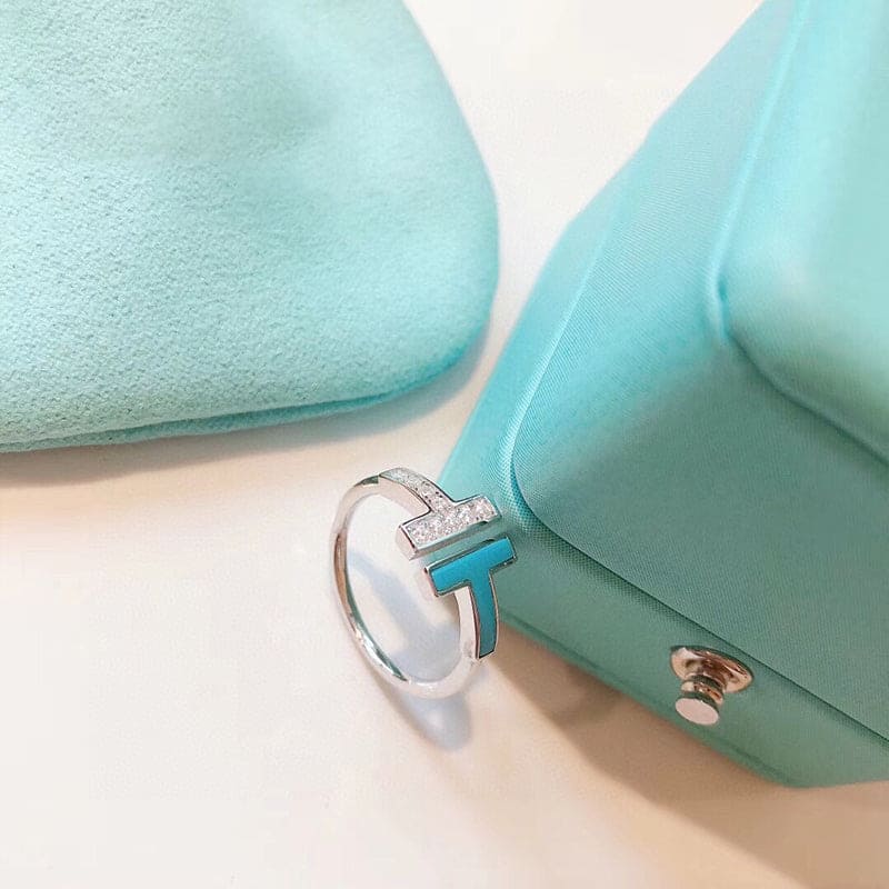 18K Celestial T Diamond & Turquoise Wire Ring