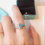 18K Celestial T Diamond & Turquoise Wire Ring