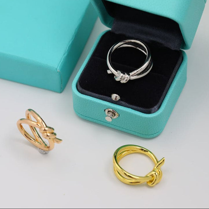 18K Celestial Yellow Gold Knot Double Row Ring