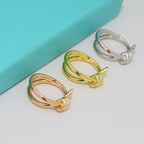 18K Celestial Rose Gold T Knot Double Row Ring