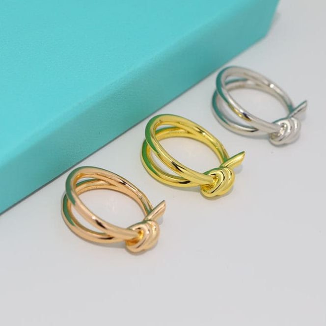 18K Celestial Rose Gold T Knot Double Row Ring