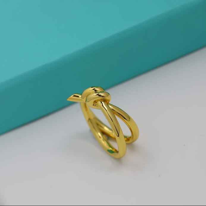 18K Celestial Yellow Gold Knot Double Row Ring