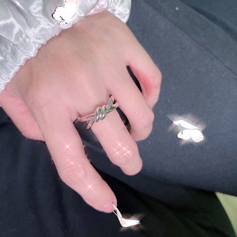 18K Celestial Rose Gold T Knot Double Row Ring