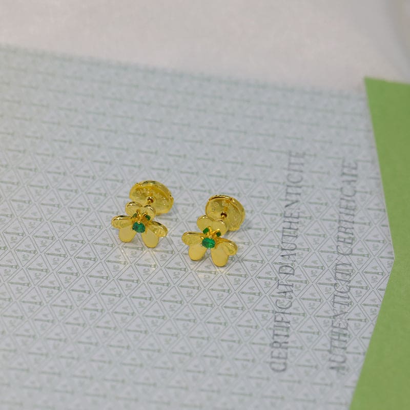 18K Celestial Frivole Mini Emerald Earrings