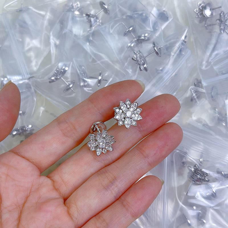 18K Celestial Lotus One Flowers Small Earrings