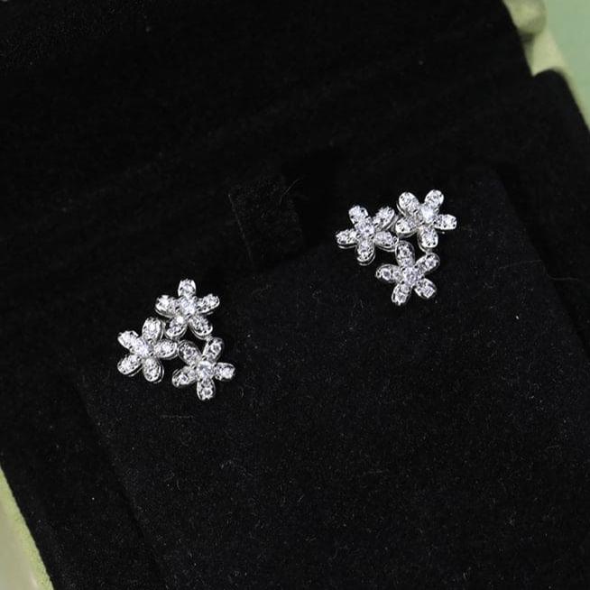 18K Celestial Lotus Three Flowers Earrings