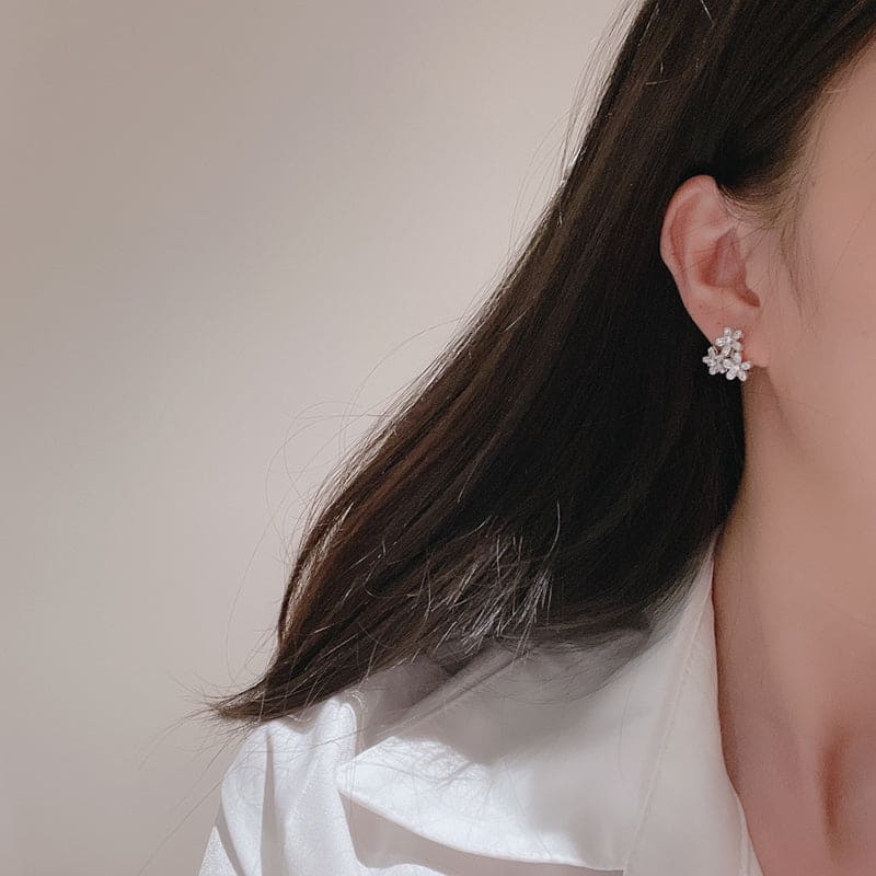 18K Celestial Lotus Three Flowers Earrings