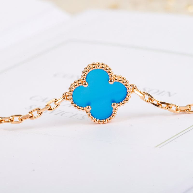 18K Celestial Vintage Alhambra Five Motifs Agate Clover Bracelet