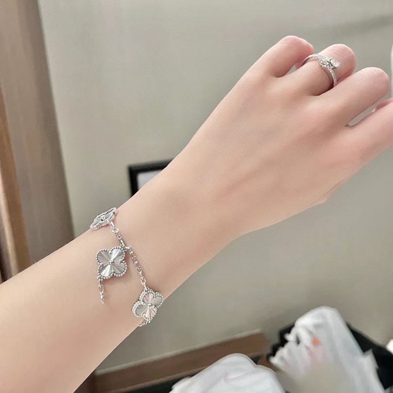 18K Celestial Vintage Alhambra Five Motifs Diamonds Clover Bracelet