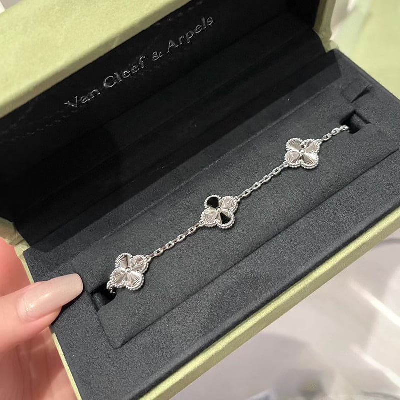 18K Celestial Vintage Alhambra Five Motifs Diamonds Clover Bracelet