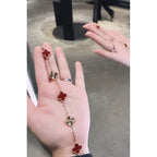 18K Celestial Vintage Alhambra Five Motifs Carnelian Clover Bracelet