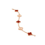 18K Celestial Vintage Alhambra Five Motifs Carnelian Clover Bracelet