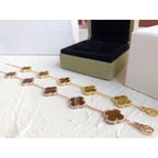 18K Celestial Vintage Alhambra Five Motifs Tiger Eye Bracelet