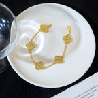 18K Celestial Yellow Gold Five Motifs Clover Bracelet