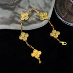 18K Celestial Yellow Gold Five Motifs Clover Bracelet