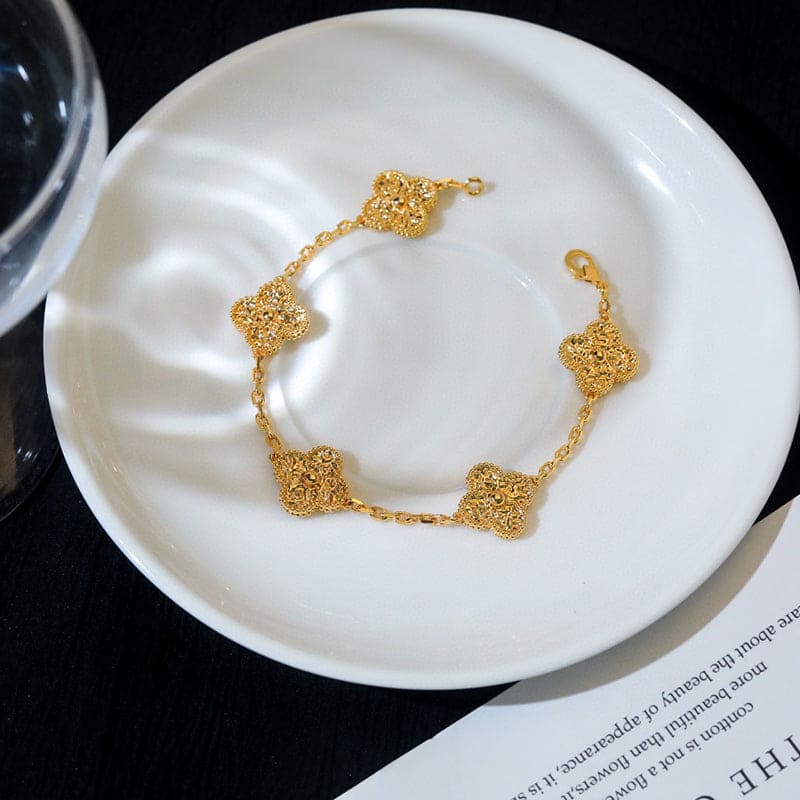 18K Celestial Rose Gold Five Motifs Clover Bracelet