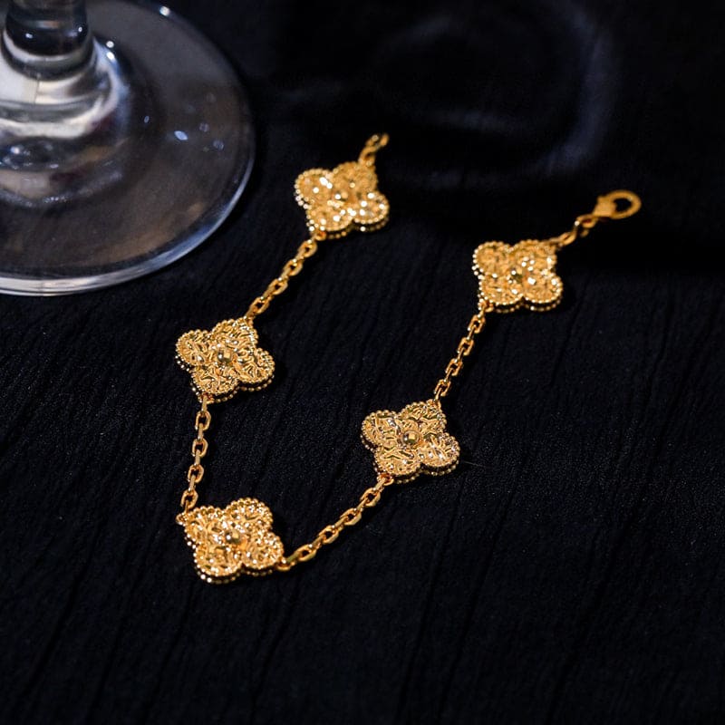 18K Celestial Rose Gold Five Motifs Clover Bracelet