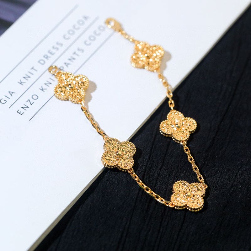 18K Celestial Rose Gold Five Motifs Clover Bracelet